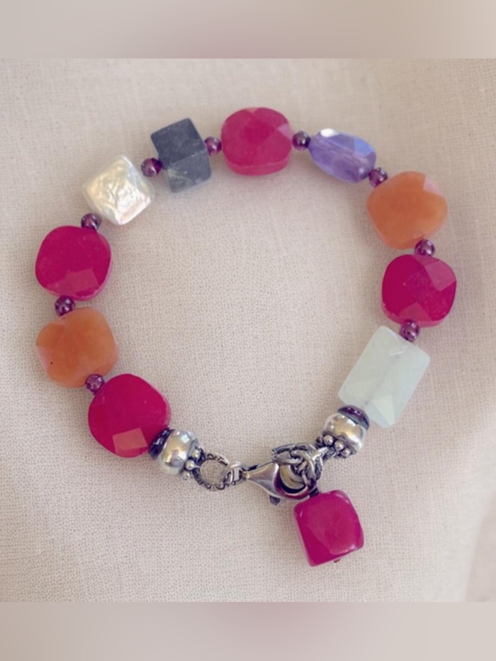Silpada VINTAGE Multicolor Faceted Gemstone Bracelet 8” inches